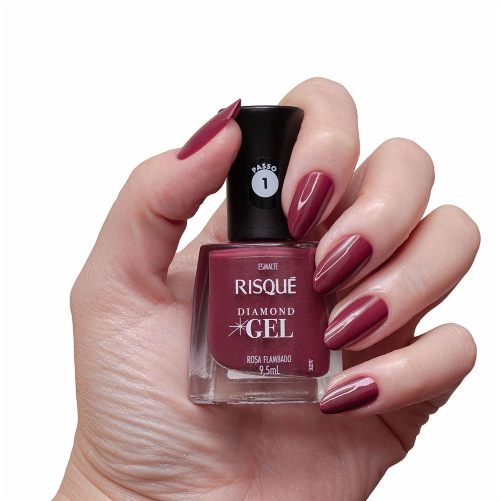 Esmalte Risqué Diamond Gel Rosa Flambado Cremoso 9,5ml - PanVel