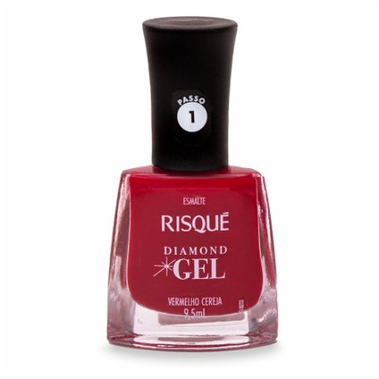 ESMALTE RISQUÉ DIAMOND GEL VERMELHO CEREJA CREMOSO 9,5ML