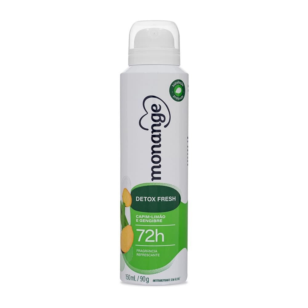Desodorante Aerossol Monange Detox Fresh Capim Limao E Gengibre 150ml