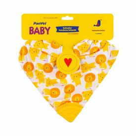 BABADOR BANDANA PANVEL BABY AMARELO COM MORDEDOR