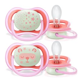 CHUPETA AVENT ULTRA AIR ROSA BRILHA NO ESCURO 6-18M 1 UNIDADE