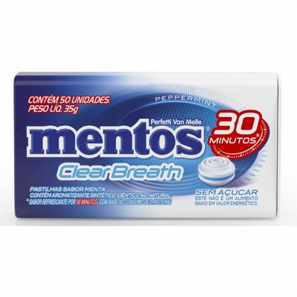 PASTILHA MENTOS CLEAR BREATH PEPPERMINT 35G