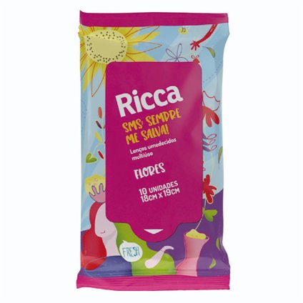 LENÇOS UMEDECIDOS RICCA FLORES COM 10 UNIDADES