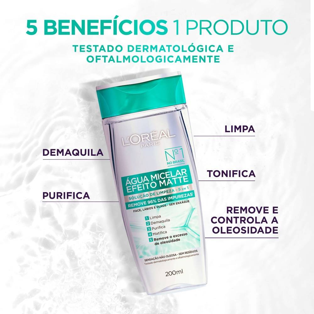 ÁGUA MICELAR L'ORÉAL PARIS EFEITO MATTE 200ML