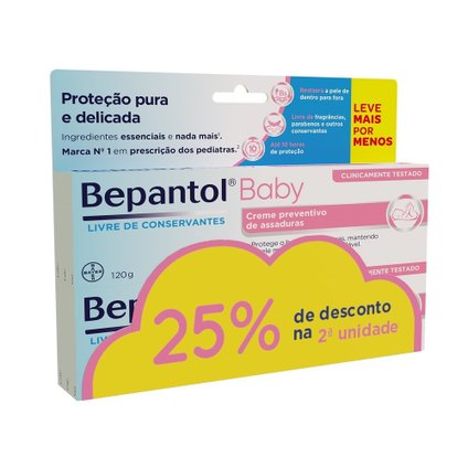 BEPANTOL BABY CREME ANTIASSADURAS PARA BEBÊS 120G COM 30% OFF NA SEGUNDA UNIDADE