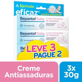KIT CREME PREVENTIVO DE ASSADURAS BEPANTOL BABY 3 UNIDADES 30G CADA