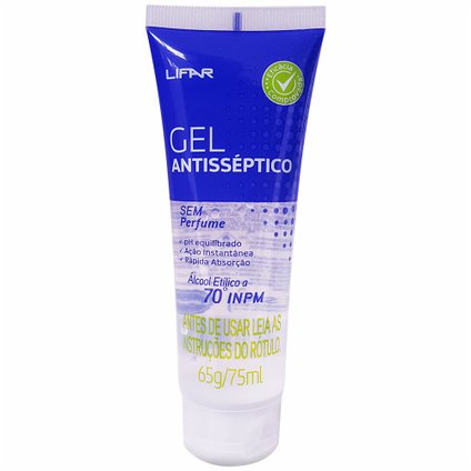 GEL ANTISSEPTICO LIFAR SEM PERFUME 75ML