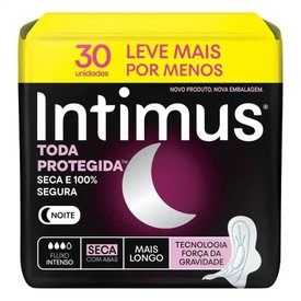ABSORVENTE INTIMUS TODA PROTEGIDA NOTURNO COBERTURA SECA COM ABAS 30 UNIDADES