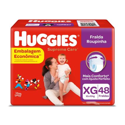 FRALDA HUGGIES SUPREME CARE HIPER ROUPINHA XG COM 48 UNIDADES
