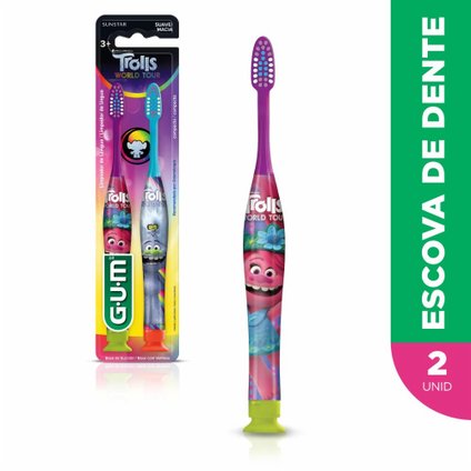 ESCOVA DENTAL GUM TROLLS COM 2 UNIDADES