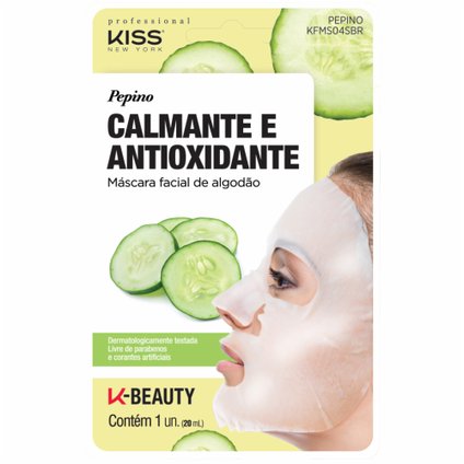 MÁSCARA FACIAL ALGODÃO KISS NEW YORK PEPINO CALMANTE E ANTIOXIDANTE 20ML