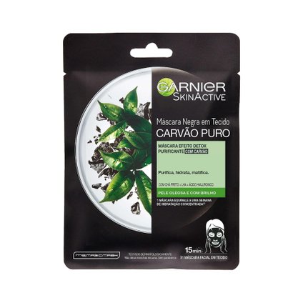 MÁSCARA FACIAL EM TECIDO GARNIER HIDRA BOMB CARVÃO DETOX, 28G