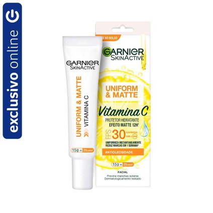 PROTETOR SOLAR FACIAL HIDRATANTE GARNIER UNIFORM & MATTE VITAMINA C FPS 30 15G
