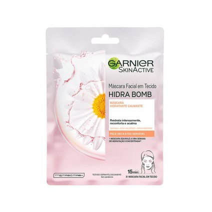 MÁSCARA FACIAL EM TECIDO GARNIER HIDRA BOMB CAMOMILA CALMANTE 32G