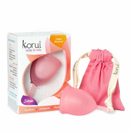 COLETOR MENSTRUAL KORUI FLUXO INTENSO COR PITANGA