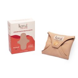Absorvente Reutilizável Korui Cobertura Natural Fluxo Normal Com Abas Cor Bege