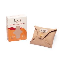 Absorvente Reutilizável Korui Cobertura Seca Fluxo Normal Com Abas Cor Bege