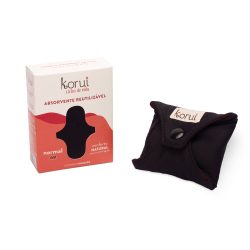 Absorvente Reutilizável Korui Cobertura Natural Fluxo Normal Com Abas Cor Preto