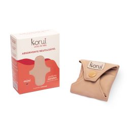 Absorvente Reutilizável Korui Cobertura Natural Fluxo Mini Com Abas Cor Bege