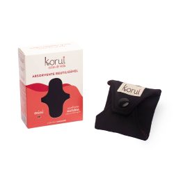 Absorvente Reutilizável Korui Cobertura Natural Fluxo Mini Com Abas Cor Preto