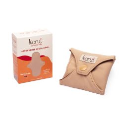 Absorvente Reutilizável Korui Noturno Cobertura Seca Com Abas Cor Bege