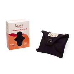 Absorvente Reutilizável Korui Noturno Cobertura Seca Com Abas Cor Preto