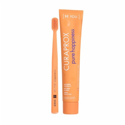 KIT ESCOVA DENTAL  CURAPROX 5460 + CREME DENTAL PURE HAPPINESS
