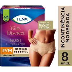 Roupa Íntima Feminina Tena Pants Discreet Nude P/m Com 8 Unidades