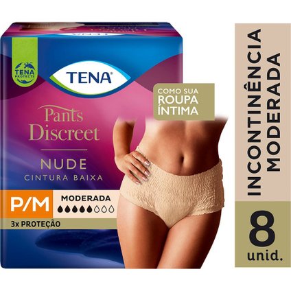 ROUPA ÍNTIMA TENA PANTS DISCREET NUDE P/M  8 UNIDADES