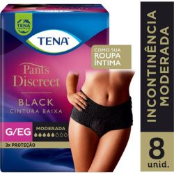 Roupa Íntima Feminina Tena Pants Discreet Black G/eg Com 8 Unidades