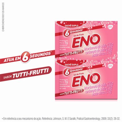 SAL DE FRUTA ENO TUTTI FRUTTI ANTIÁCIDO PARA AZIA E MÁ DIGESTÃO COM 2 SACHETS DE 5G CADA