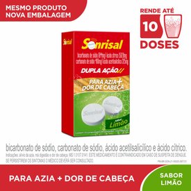 Sonrisal Limão Dupla Ação Antiácido E Analgésico 10 Comprimidos Efervescentes