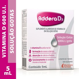VITAMINA D 600UI ADDERA D3 SOLUÇÃO GOTAS 5ML