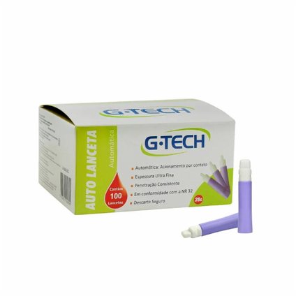 AUTO LANCETA G-TECH 28G CAIXA COM 100 UNIDADES