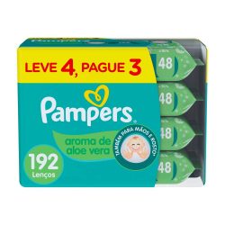 Lenços Umedecidos Pampers Aloe Vera Leve 4 Pague 3 Com 48 Unidades