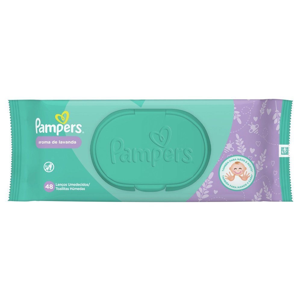 LENÇOS UMEDECIDOS PAMPERS LAVANDA COM 48 UNIDADES