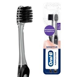 Kit Escova De Dente Oral-b Purification Cerdas Ultrafinas Minerais De Carvão 2 Unidades