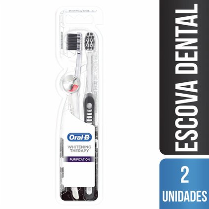 KIT ESCOVA DENTAL EXTRA MACIA ORAL-B WHITENING THERAPY PURIFICATION - 2 UNIDADES
