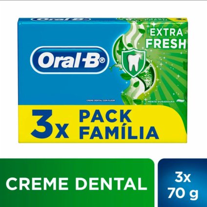 KIT CREME DENTAL ORAL-B EXTRA FRESH 70G COM 3 UNIDADES