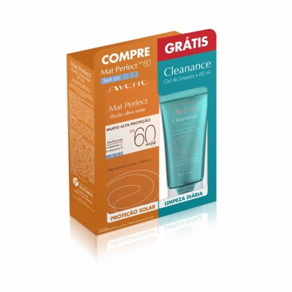KIT PROTETOR SOLAR AVENE MAT PERFECT FPS60 + GRÁTIS CLEANANCE GEL 60ML
