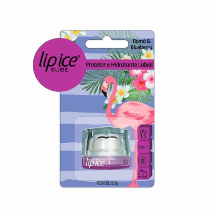 PROTETOR LABIAL LIP ICE CUBE ROMÃ E BLUEBERRY FLAMINGO FPS15 6,5G