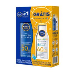 Kit Protetor Solar Nivea Fps50 200ml Grátis Protetor Solar Nivea Kids Sensitive Fps60 100ml