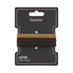 Elástico Para Cabelos Panvel Acessórios 2mm Com 3 Cores Preto/ Marrom / Bege 10 Unidades