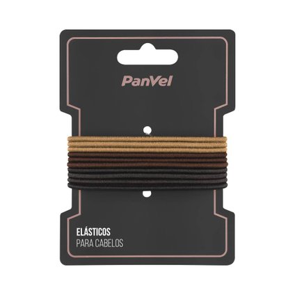 ELÁSTICO PARA CABELOS PANVEL ACESSÓRIOS 2MM COM 3 CORES PRETO, MARROM E BEGE 10 UNIDADES