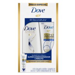 Kit Dove Shampoo Recontruçãoo Completa 200ml + Super Condicionador 1 Minuto Fator De Nutr