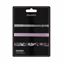 Grampos Para Cabelos Panvel Acessórios Marmorizado, Rosa E Strass Com 3 Unidades
