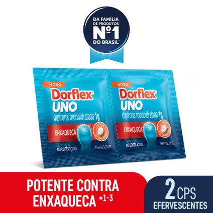 ANALGÉSICO DORFLEX UNO ENXAQUECA 1G 2 COMPRIMIDOS EFERVESCENTES