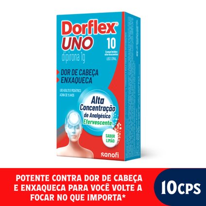 ANALGÉSICO DORFLEX UNO ENXAQUECA DIPIRONA 1G 10 COMPRIMIDOS EFERVESCENTES