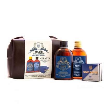 KIT QOD BLUE COLLECTION SHAMPOO LEAVE IN E SABONETES