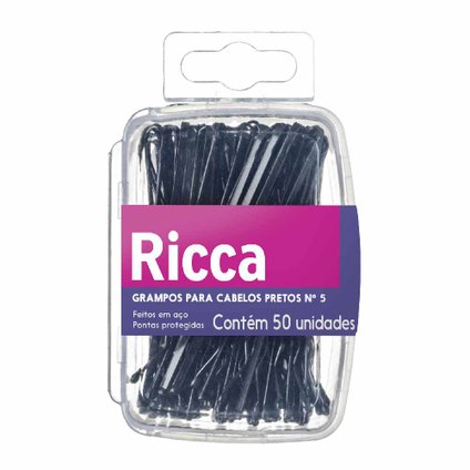 GRAMPO DE CABELO RICCA Nº5 PRETO CAIXA PVC COM 50 UNIDADES